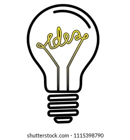 Electric Light Bulb Lamp. Symbol of bright idea. Linear vector illustration with editable line