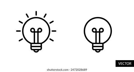 Electric light bulb, lights turn on and off, idea vector icons in line style design for website, app, UI, isolated on white background. Editable stroke. EPS 10 vector illustration.