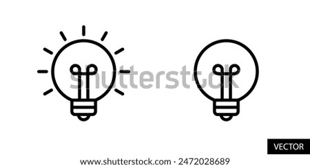 Electric light bulb, lights turn on and off, idea vector icons in line style design for website, app, UI, isolated on white background. Editable stroke. EPS 10 vector illustration.
