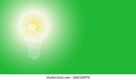 Electric light bulb on a green background. Idea sign, solution, thinking concept. Copy space. Vector illustration