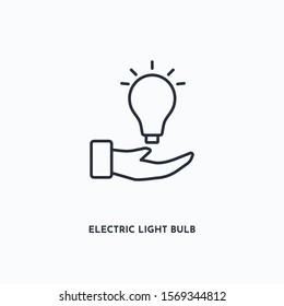 Electric light bulb outline icon. Simple linear element illustration. Isolated line Electric light bulb icon on white background. Thin stroke sign can be used for web, mobile and UI.