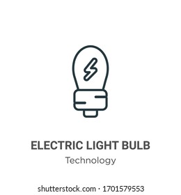 Symbol für die Vektorillustration der elektrischen Glühbirne. Dünne schwarze Glühbirne Symbol, einfache flache Vektorillustration-Elementgrafik aus dem bearbeitbaren Technologiekonzept einzeln auf weißem Hintergrund