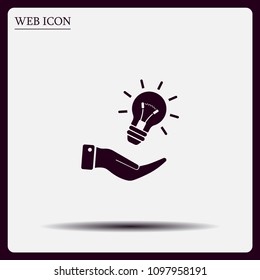 Electric light bulb in the palms, vector icon.
