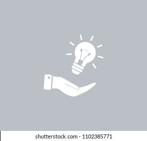 Electric light bulb in the palms, vector icon.