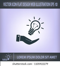 Electric light bulb in the palms, vector icon.