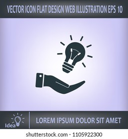 Electric light bulb in the palms, vector icon.