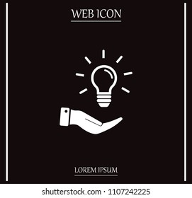 Electric light bulb in the palms, vector icon.