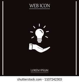 Electric light bulb in the palms, vector icon.