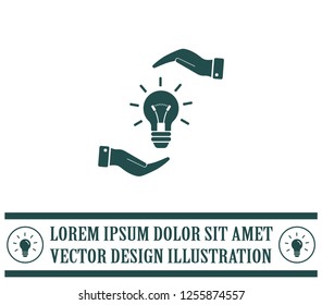 Electric light bulb in the palms, vector icon.