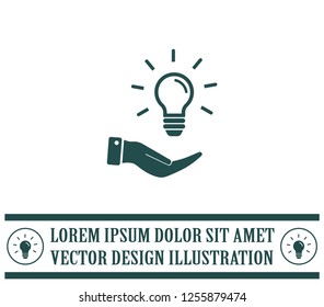 Electric light bulb in the palms, vector icon.