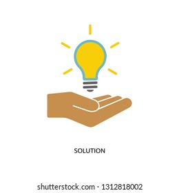 Electric light bulb in the palms, vector icon.
