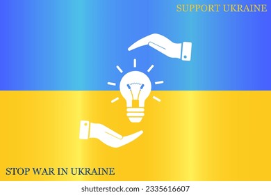 Electric light bulb in the palms, vector icon.