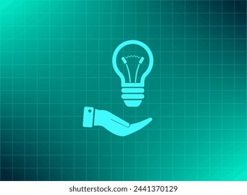Elektrische Glühbirne in den Handflächen, Vektor-Symbol.