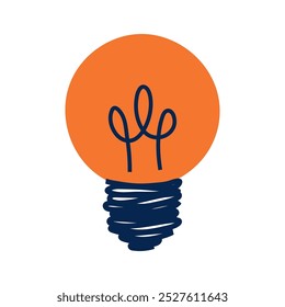 Bombilla eléctrica con luz roja. Ilustración plana minimalista simple
