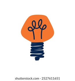 Elektrische Glühbirne mit rotem Licht. Einfache minimalistische Flachdarstellung