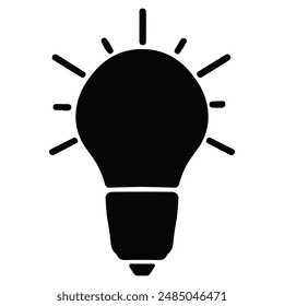 Electric light bulb silhouette, Light bulb vector silhouette and illustration, Thinking concept icon vector