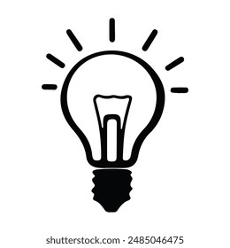 Electric light bulb silhouette, Light bulb vector silhouette and illustration, Thinking concept icon vector