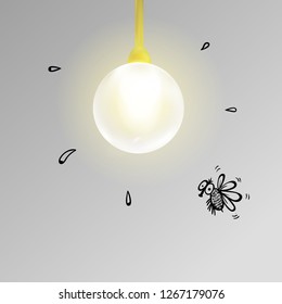 Electric light bulb vector realistic illustration. Warm glowing energy effect. 