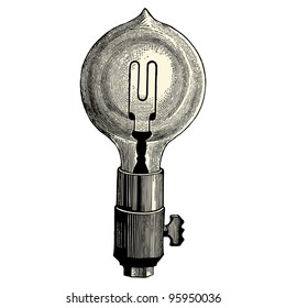 Electric light bulb -Vintage engraved illustration - "Dictionnaire encyclopedique universel illustre" By Jules Trousset - 1891 Paris