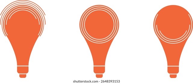 electric light bulbs with lights on, simple technology light bulb icons, light and energy