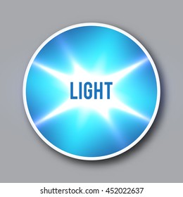 Electric light in circle frame. Blue light flash. Vector illustration