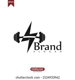Electric light combine Barbell Idea Icon Logo Design Element