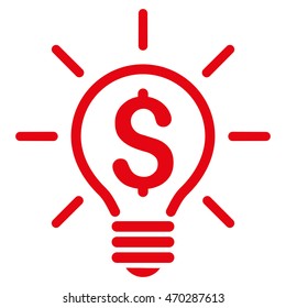 Electric Light Price icon. Vector style is flat iconic symbol with rounded angles, red color, white background.