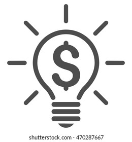 Electric Light Price icon. Vector style is flat iconic symbol with rounded angles, gray color, white background.