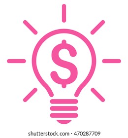 Electric Light Price icon. Vector style is flat iconic symbol with rounded angles, pink color, white background.