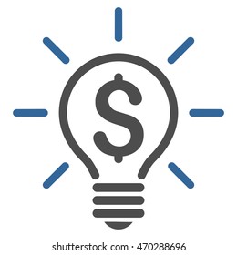 Electric Light Price icon. Vector style is bicolor flat iconic symbol with rounded angles, cobalt and gray colors, white background.