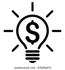Electric Light Price icon. Vector style is flat iconic symbol with rounded angles, black color, white background.