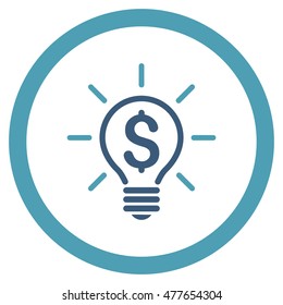 Electric Light Price rounded icon. Vector illustration style is flat iconic bicolor symbol, cyan and blue colors, white background.