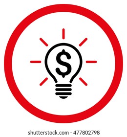 Electric Light Price rounded icon. Vector illustration style is flat iconic bicolor symbol, intensive red and black colors, white background.