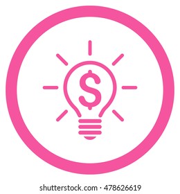 Electric Light Price rounded icon. Vector illustration style is flat iconic symbol, pink color, white background.