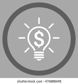 Electric Light Price vector bicolor rounded icon. Image style is a flat icon symbol inside a circle, dark gray and white colors, silver background.