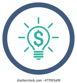 Electric Light Price vector bicolor rounded icon. Image style is a flat icon symbol inside a circle, cobalt and cyan colors, white background.