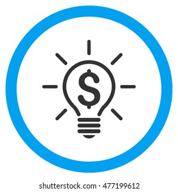Electric Light Price vector bicolor rounded icon. Image style is a flat icon symbol inside a circle, blue and gray colors, white background.
