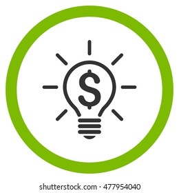 Electric Light Price vector bicolor rounded icon. Image style is a flat icon symbol inside a circle, eco green and gray colors, white background.