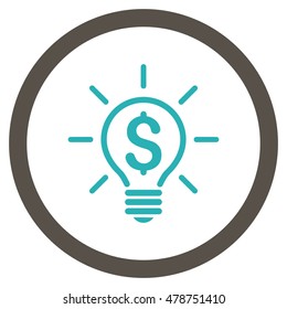 Electric Light Price vector bicolor rounded icon. Image style is a flat icon symbol inside a circle, grey and cyan colors, white background.