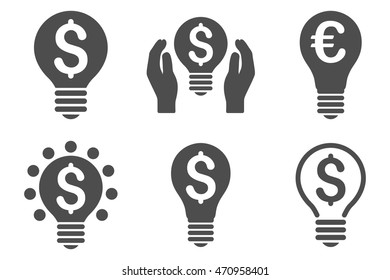 Electric Light Price vector icons. Pictogram style is gray flat icons with rounded angles on a white background.