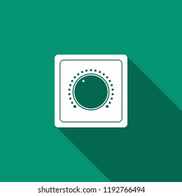 Electric light switch icon isolated with long shadow. On and Off icon. Dimmer light switch sign. Concept of energy saving. Flat design. Vector Illustration