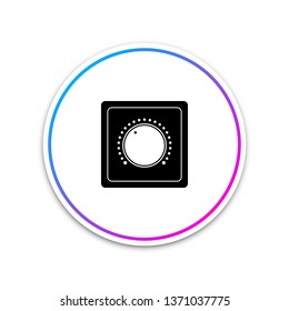 Electric light switch icon isolated on white background. On and Off icon. Dimmer light switch sign. Concept of energy saving. Circle white button. Vector Illustration