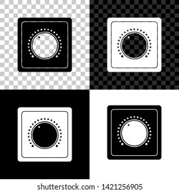 Electric light switch icon isolated on black, white and transparent background. On and Off icon. Dimmer light switch sign. Concept of energy saving. Vector Illustration