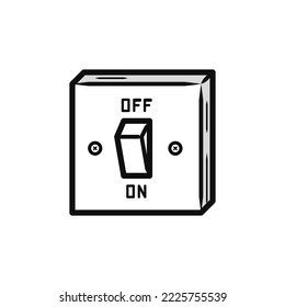 Electric light switch off and on button line drawing vector icon doodle illustration