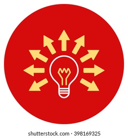 Electric Light vector icon. Image style is a flat light icon symbol on a round red button