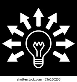 Electric Light vector icon. Style is flat symbol, white color, rounded angles, black background.