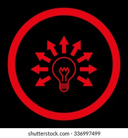 Electric Light vector icon. Style is flat rounded symbol, red color, rounded angles, black background.