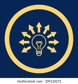 Electric Light vector icon. Style is flat rounded symbol, yellow color, rounded angles, blue background.