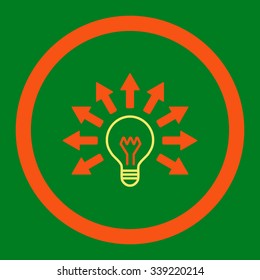 Electric Light vector icon. Style is bicolor flat rounded symbol, orange and yellow colors, rounded angles, green background.