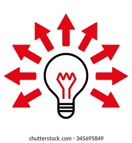 Electric Light vector icon. Style is bicolor flat symbol, intensive red and black colors, rounded angles, white background.
